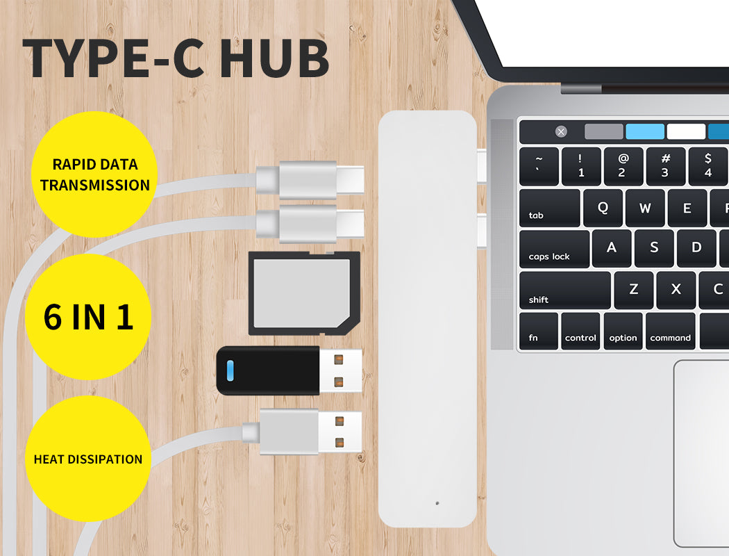 USB 3.0 Type-C HUB 6 Port Powered Adapter High Speed Splitter for Macbook pro - image11