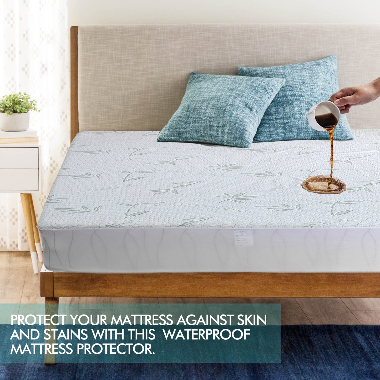 Fitted Waterproof Breathable Bamboo Mattress Protector Super King Size - image1