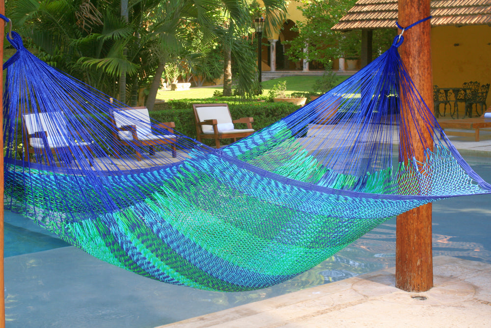 Mayan Legacy King Size Outdoor Cotton Mexican Hammock in Caribe Colour - image6