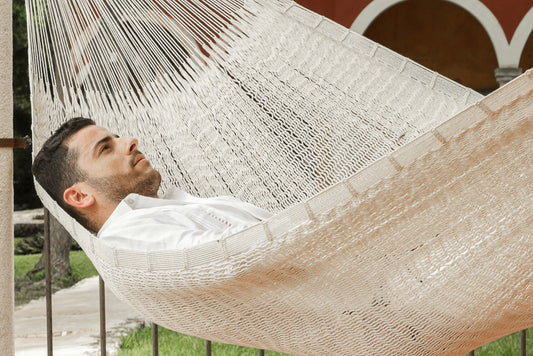 King Size Outdoor Cotton Hammock in Cream - image1