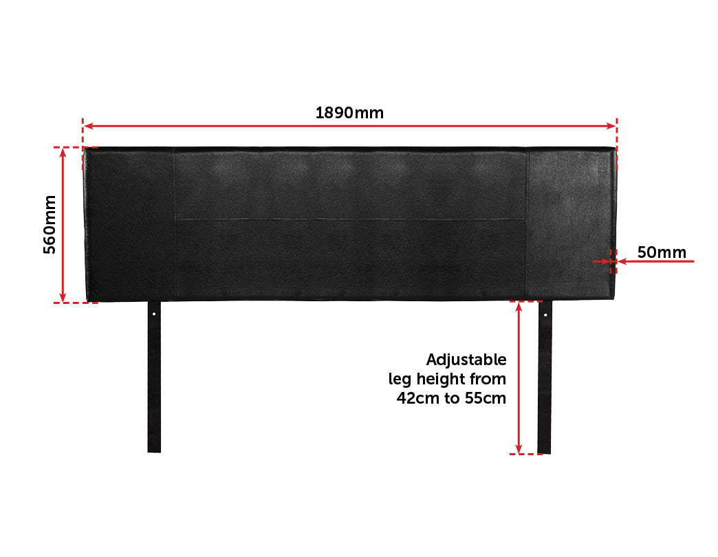 PU Leather King Bed Headboard Bedhead - Black - image5