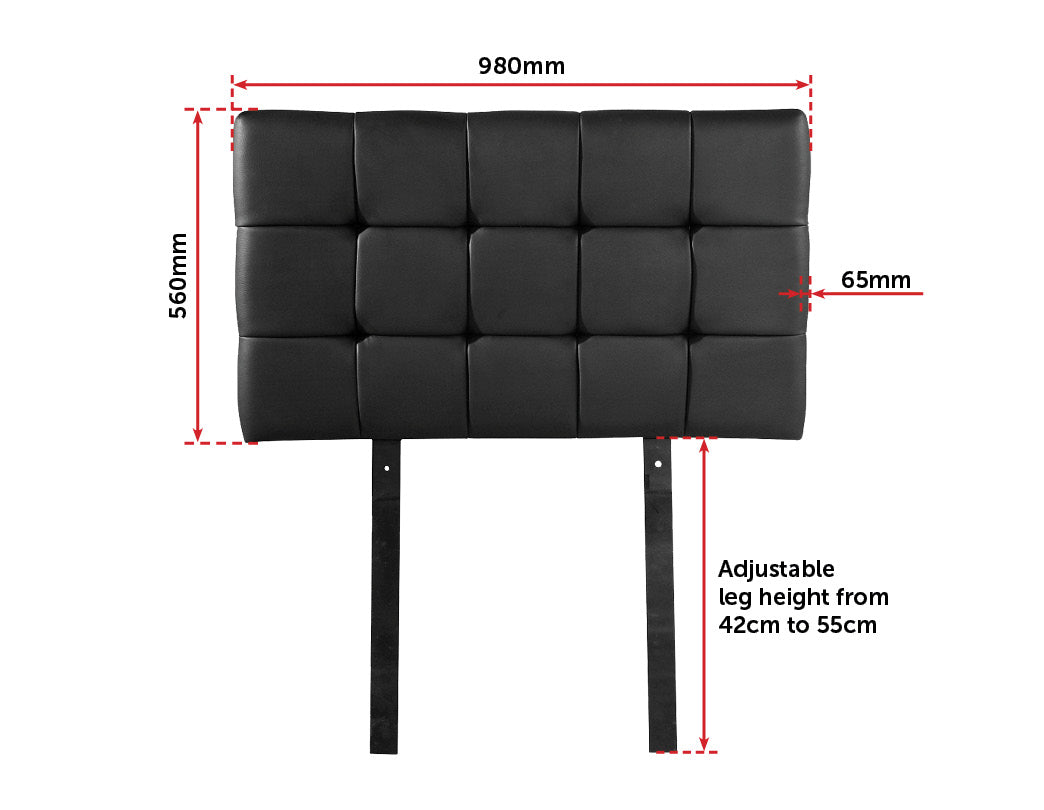 PU Leather Single Bed Deluxe Headboard Bedhead - Black - image10