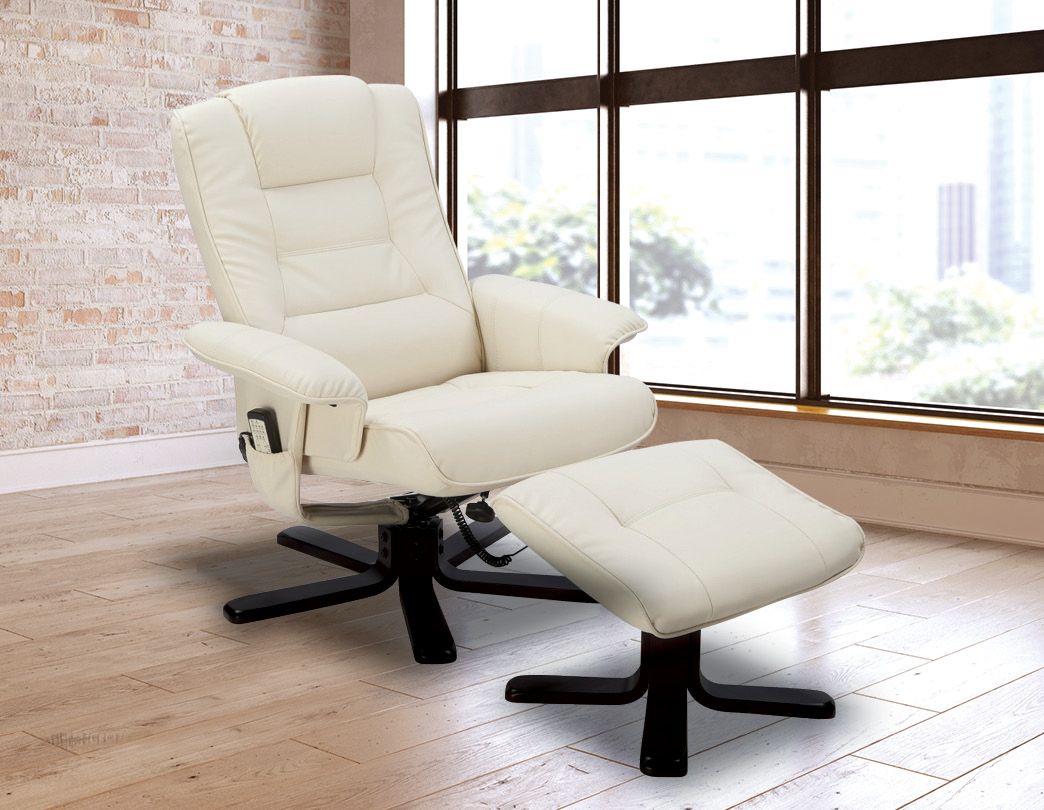 PU Leather Massage Chair Recliner Ottoman Lounge Remote - image8