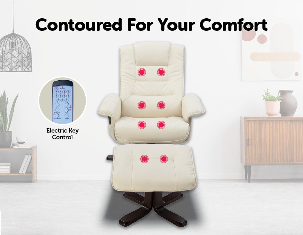 PU Leather Massage Chair Recliner Ottoman Lounge Remote - image11