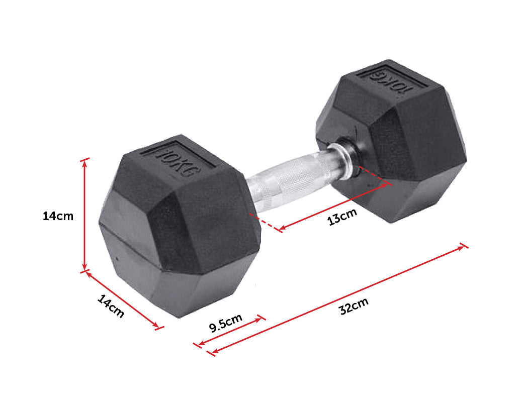 10KG Commercial Rubber Hex Dumbbell Gym Weight - image4