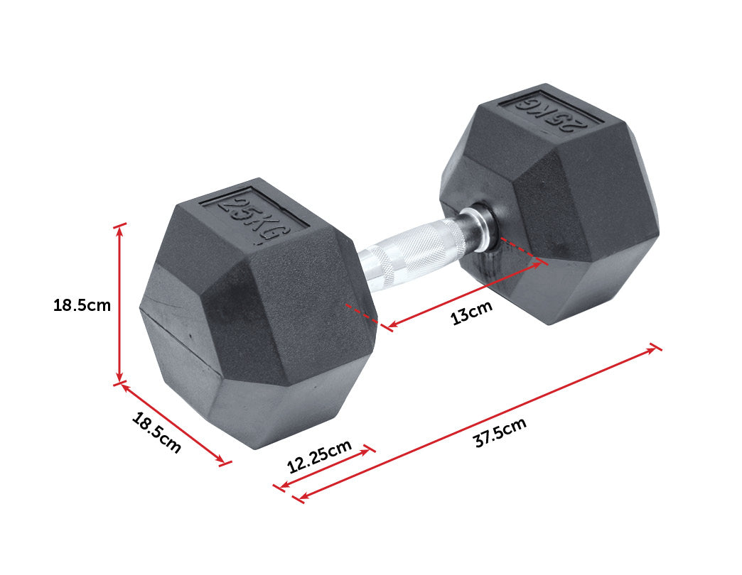 25KG Commercial Rubber Hex Dumbbell Gym Weight - image4