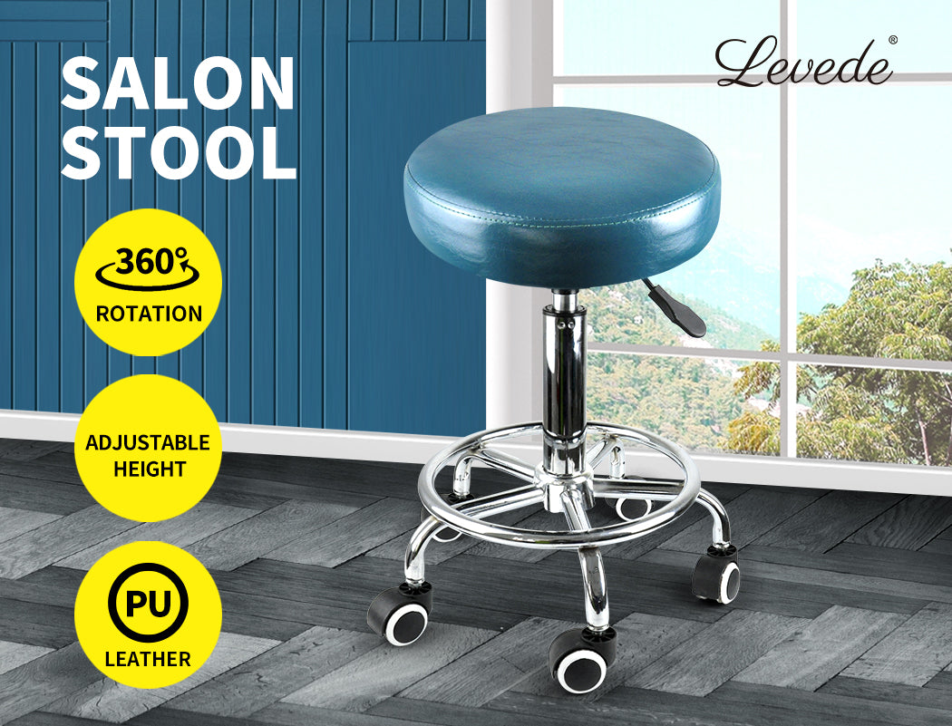 Levede Bar Stools Salon Stool Swivel Barber Dining Chair PU Hydraulic Lift Teal - image12