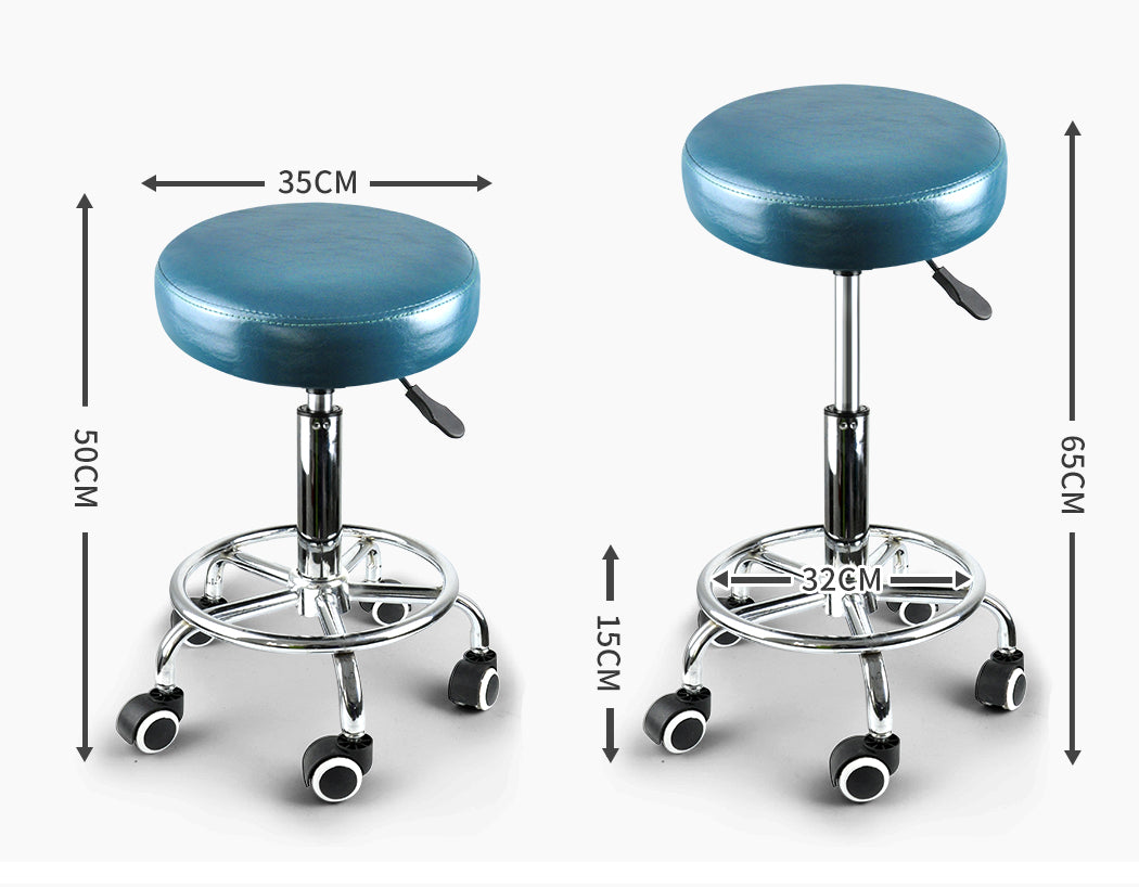 Levede Bar Stools Salon Stool Swivel Barber Dining Chair PU Hydraulic Lift Teal - image10