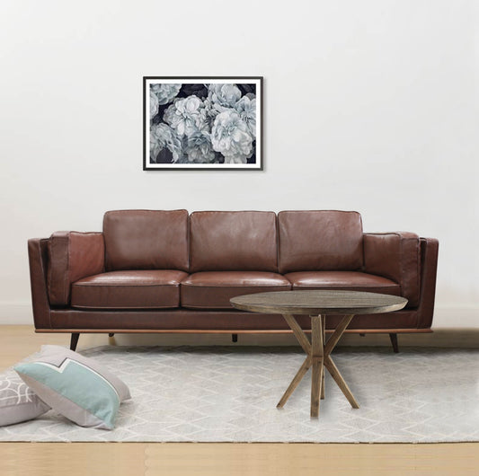 3 Seater Faux Sofa Brown Lounge Set for Living Room Couch with Wooden Frame - image1